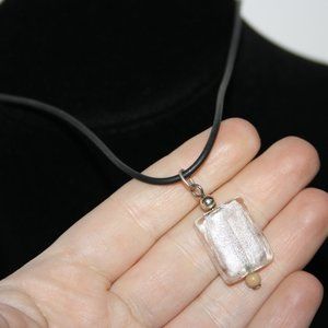 🖤 Black Cord & White Glass Pendant · 17" · Moonlight Minimalism 🤍